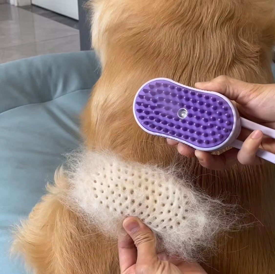 Electric Pet Spray Comb for Cats and Dogs - One-Button Hair Removal and Massage Brush with Anti-Flying Function