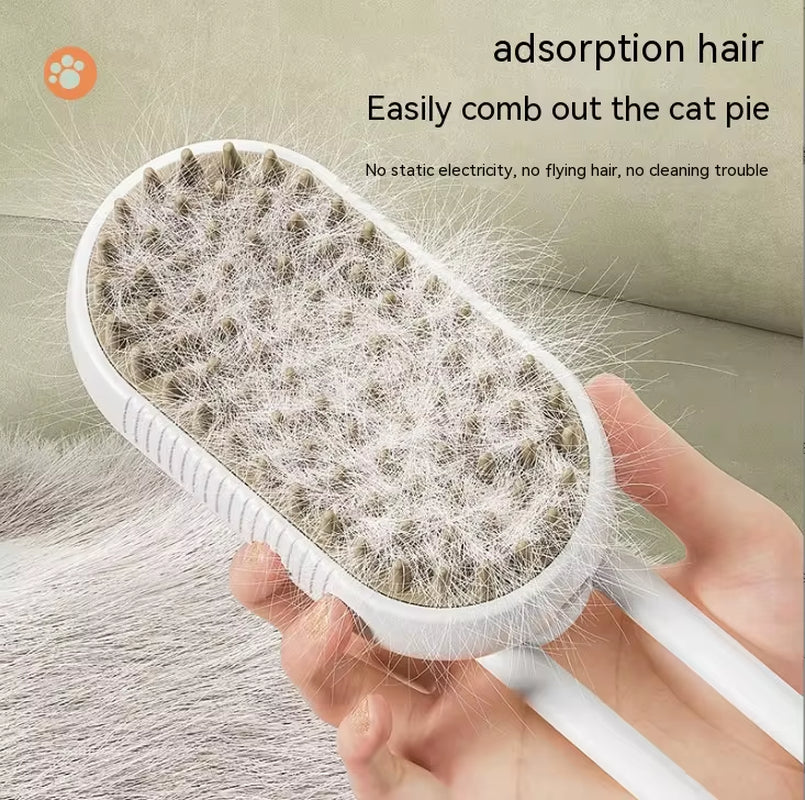 Electric Pet Spray Comb for Cats and Dogs - One-Button Hair Removal and Massage Brush with Anti-Flying Function