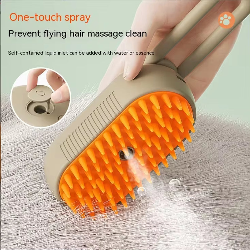 Electric Pet Spray Comb for Cats and Dogs - One-Button Hair Removal and Massage Brush with Anti-Flying Function